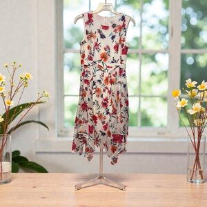 Calvin Klein 12 petite floral printed dress with high-low hem.